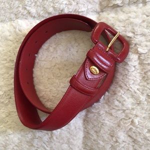 Longchamp Paris Red Refente de Cuir de Vacette Leather Belt Made in France